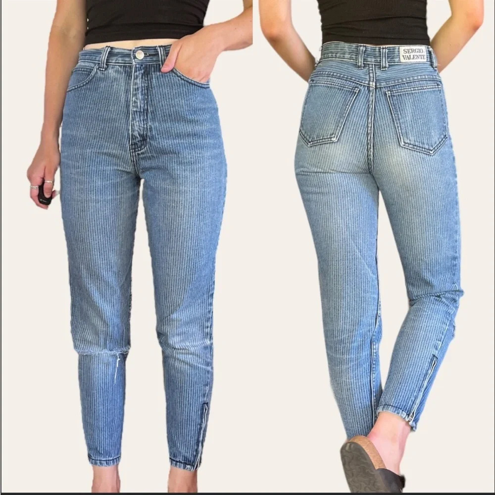 Vintage pinstriped designer jeans by Sergio Valente 24/25/26 XS